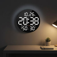 Digital Wall Clock with Temperature and humidity Modern Electronic Wall Clock Oversized for Living Room, Bedroom