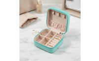 Compact Jewelry Storage Case Zippered Portable Jewelry Case Structured Faux Leather for Travelers, Women, Weekend Trips, Dressing Table
