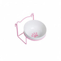 Ceramic Cat Bowl with Holder Spill Proof Crate Food and Water Dish for Cats