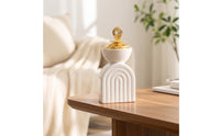 Ceramic Scent Holder with Metal Lid Decorative Ceramic Censer with Metal Cover Tabletop Arch Scent Holder For