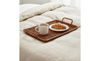 Double-Handle Wicker Tray Decorative Woven Tray Basket Long-Lasting