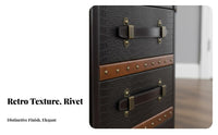 2-Drawer Rolling Chest Vintage Design Bedside Table Distressed Finish effortless Sliding for Guesthouse Owners, Students, Study