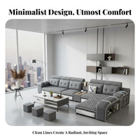 L-Shaped Chaise Sofa Removable and cleanable Cover Configurable Chaise Sectional pet-tolerant textile Living Room Furniture for Apartment Dwellers, Home