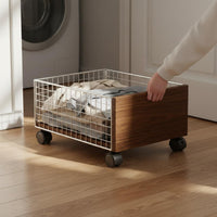 Large Clothes Sorter Space Saving Rolling Laundry Wheeled Hamper Metal Wire