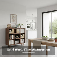 Walnut Finish Accent Cabinet Multipurpose Low Profile Console Cabinet Sturdy Wood Rattan Sideboard with Flip-up Doors Suitable for Dining Room Kitchen Entryway