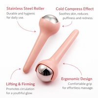Ice Balls for Face Cooling Facial Massage, Stainless Steel Roller for Metal Cold Care Tool
