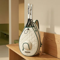Racket Bag with Front Pocket Quilted Racquet Backpack Padded Tennis Backpack for Students, Training, School Sports