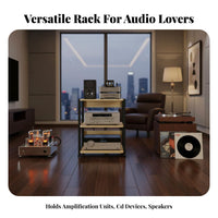 High-Fidelity Equipment Rack With Wheels Mobile Audio Component Shelf Space-Saving Multi-Tier AV Equipment Shelf for Audiophiles