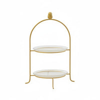 Gilded Feathered Cake Stand Decorative Display Multi Tier Dessert Stand Metal Frame Home Decor for Afternoon Tea