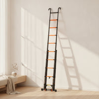 Telescopic Ladder with Hooks Aluminum Folding Extension Ladder Compact for Home Craftsmen, Homeowners, Home Maintenance, Loft Access, Roof Work