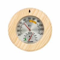 Sauna Thermometer with Hygrometer Wooden Gauge with Dial Analog for Steam Room