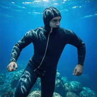 7mm Two-Piece Wetsuit Cold-Water Hooded Wetsuit Thermal Diving Suit Split for Divers, Spearfishers, Winter Surfing