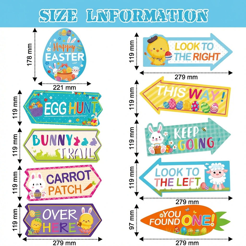 Easter Egg Search Yard Signs Weather Resistant Easter Egg Search Sign Set Sturdy Bunny Trail Yard Stake for Yard, Lawn