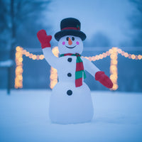 Waving Inflatable Snowman with Top Hat Outdoor Christmas Inflatable Snowman Giant Lawn Decoration Oversized