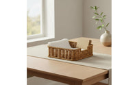 Imitation Rattan Tissue Holder Nordic Style Desktop Organizer Basket Multifunctional Woven Napkin Basket for Office Desk, Washroom, Picnic