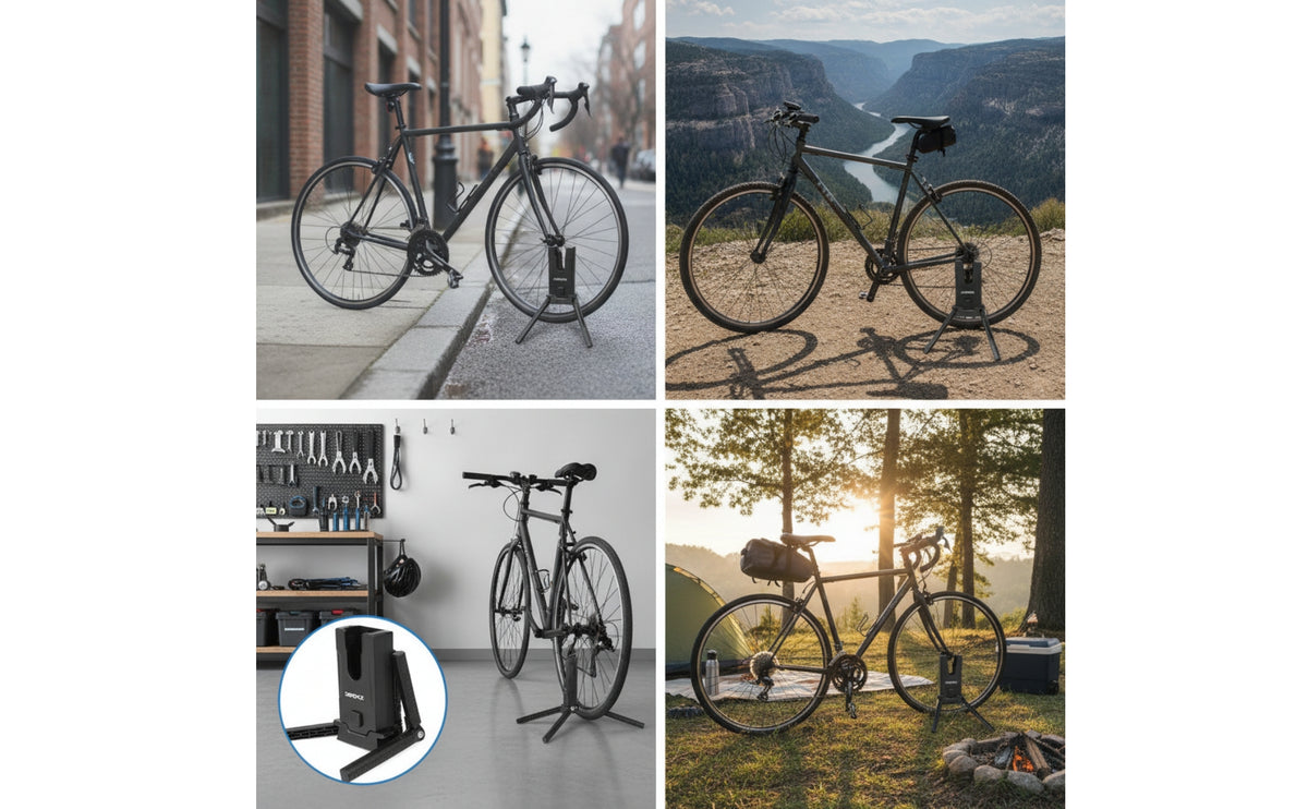 Portable Crank Parking Stand Foldable Cycle Crank Stand Stable Sturdy for Outdoor Travel, Garage Storage