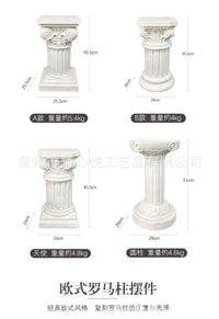 欧式大号白色仿古罗马柱摆件别墅花园婚礼道具氧化镁罗马柱摆件