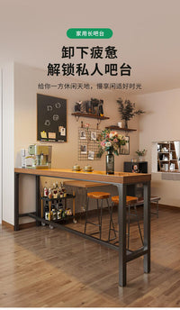 吧台桌家用阳台休闲小吧台靠墙长条窄桌奶茶店简约桌椅套装高桶 【矮款】120*40*75-加厚5cm台面加粗4cm桌腿、修长桌面 厚重面板