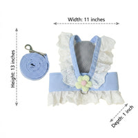 Walking Harness and Leash Set, Lace Dress for Small Medium Pets, Non-Retractable Walking Set for Small Pets