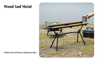 Slatted Roll-Top Stand Lightweight Portable Table Sturdy Frame for Campers