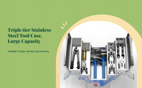 Foldable 3-tier stainless toolbox