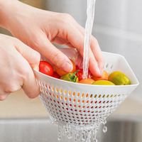 Colander for Kitchen Strainer, White Double-Layer Drainer Basket, Polypropylene Rice Washing Bowl for Fruit & Vegetable Washing, Meal Prep Students