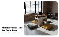 Space-Saving Convertible Lift-Top Rolling Trolley Multi-Functional Storage Cabinet Mobile with Locking Wheels Accent Table Adjustable Height for Apartment Dwellers, Distant Workers, Homeowners, Small Areas, Living Room, Bedroom