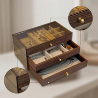 Jewelry Box with Drawers Clear Jewelry Box with Glass Lid Elegant for Collectors
