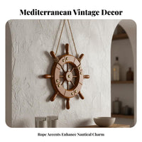 Ship Wheel Wall Decor Classic Nautical Wooden Nautical Steering Wheel Rustic Design Wall Hanging for Bar, Restaurant, Man Cave