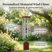 Wooden Wind Chimes, Outdoor Wind Chimes for Garden & Patio, European Design Sympathy Gift, 62cm Custom Engraved