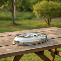Oval Lid Rust-Resistant Stainless Steel Lid Pan Lid with Knob for Cooks, Caterers, Kitchen, Buffet, Stovetop