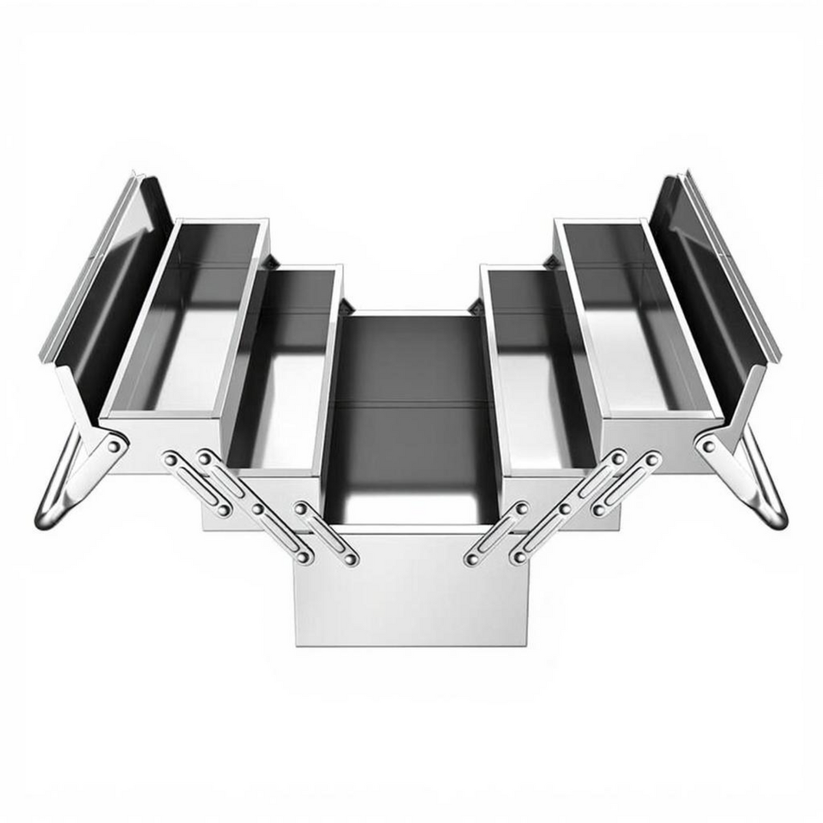 Foldable 3-tier stainless toolbox