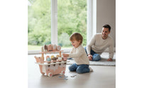 Ice Cream Cart with Make-Believe Snacks Wooden Ice Cream Cart with Handle Pastel Pretend Play Store for Young Children