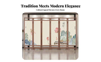 Foldable Design Multi-Panel Art Screen Chinese aesthetic Room Partition Movable Privacy Divider Freestanding for Business Owners, Event Organizers, Bedroom, Restaurant, Entryway, Tea House