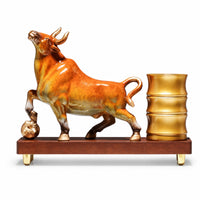 bull Statue with Pen Holder Multifunctional bull Pen Holder Ornament for Students, Study