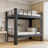 Double Bunk Bed Matte Black Metal Bunk Bed Heavy-Duty Furniture for Roommates, Students, Shared Bedrooms, Dorm Rooms Housing