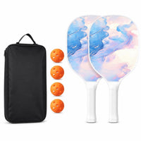 2 Pieces Wrapped Handle Pickleball Paddles with Balls and Bag White Edge Trim Pickleball Paddle Set Pair Sports Equipment Long-Lasting