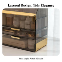 Desktop Makeup Case with Drawers Transparent View Cosmetic Organizer for Bedroom