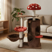 Toadstool Feline Tree Arched Opening Multi Level Feline Structure Dangling Toys