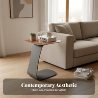 C-Shaped End Table ScuffResistant Living Room Furniture With Storage Pouch