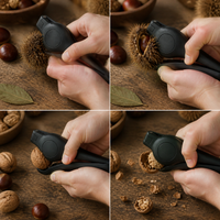 Chestnut Opener Nut Cracker Tool for Walnuts and Hard Shell Nuts, Press-Type Stainless Steel