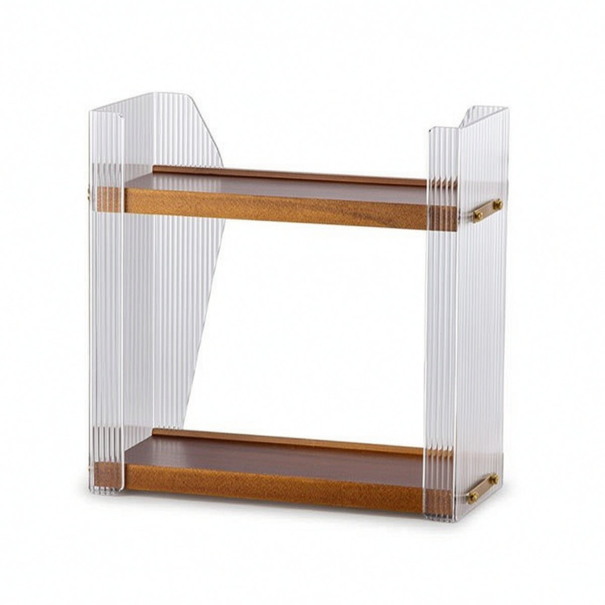 Desktop Storage Rack with Wood Shelves Multipurpose Desktop Shelf Organizer Modern Two-Tier Storage Rack for Washroom Counter