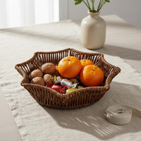 Imitation Rattan Serving Tray Easy to Clean Woven Snack Bowl Star Shaped Fruit Basket for Dining Table, Living Room, Restaurant