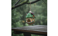 Birdhouse Ornament Resin Hanging Ornament with Cord Hand-Painted Birdhouse with Rope for Gardeners, Porch, Patio, Balcony