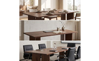 Solid Wood Pedestal Dining Table Rectangular Dining Table Sturdy Furniture Stable for Office