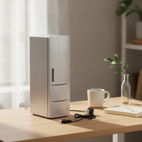 USB Mini Fridge Cooling and Heating Mini Fridge with LED Lights Dual Function Refrigerator for Office Workers, Dorm Room