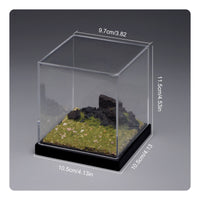 Transparent Miniature Display Base with Acrylic Cover Dustproof Diorama Display Case with Dust Cover Square Showcase Compact for Collectors, Hobbyists, Desk, Shelf, Office