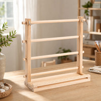 Ribbon Storage Rack Wood Ribbon Organizer with Tray Wooden for Crafters, Florists, Gift Wrapping Station