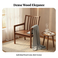 Upholstered Wooden Chair with Armrests Spindle Spine Dining Chair Sturdy Wood Legs Minimalist Design for Office Workers