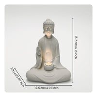Zen Statue with LED Minimalist Garden Ornament Textured for Tabletop, Gardeners